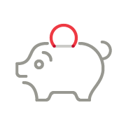 Illustration of a piggy bank with a coin entering to represent savings.
