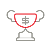 Grant award icon showing a trophy with a dollar sign