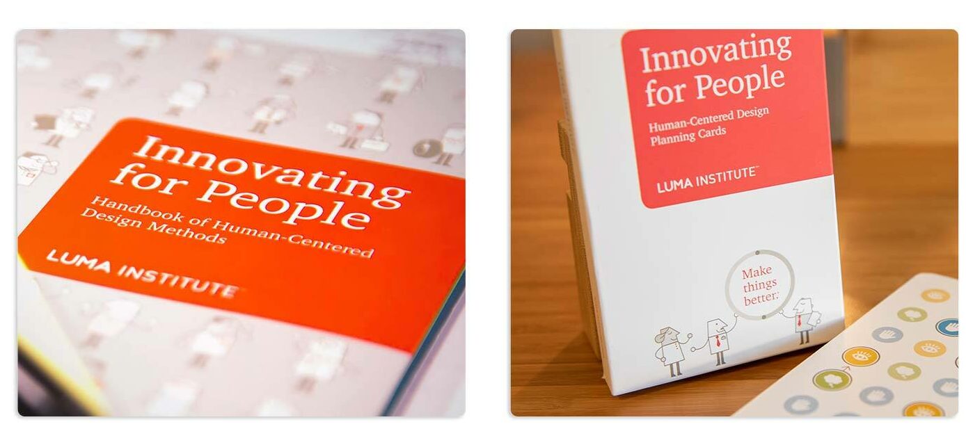 A photograph of the Innovating for People Human-Centered Design Planning Cards