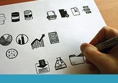 A thumbnail image of a person drawing small icons