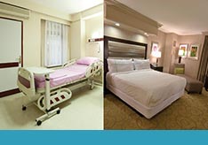 A thumbnail of an alternative world - comparing a hospital room to a hotel room.
